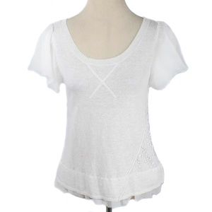 🍍 FREE PEOPLE White Linen Blend Bead Embellished Top